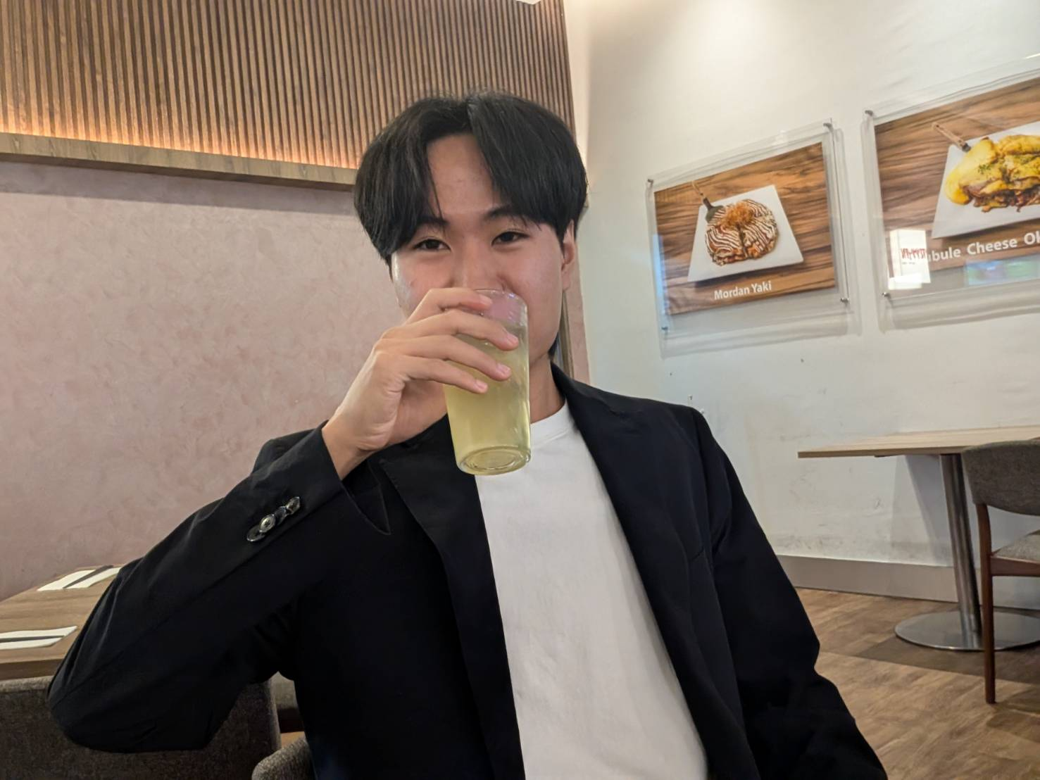 お好み焼きと緑茶